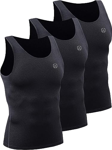 NELEUS Men's 3 Pack Dry Fit Compression Tank Top