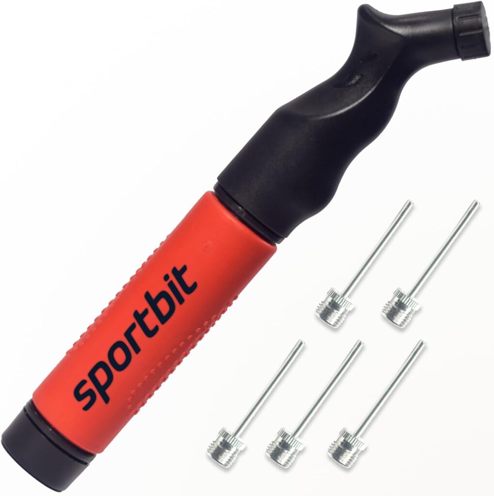 SPORTBIT Ball Pump with 5 Needles - Push & Pull Inflating System - Great for All Sports Balls - Volleyball Pump, Basketball Inflator, Football & Soccer Ball Air Pump 