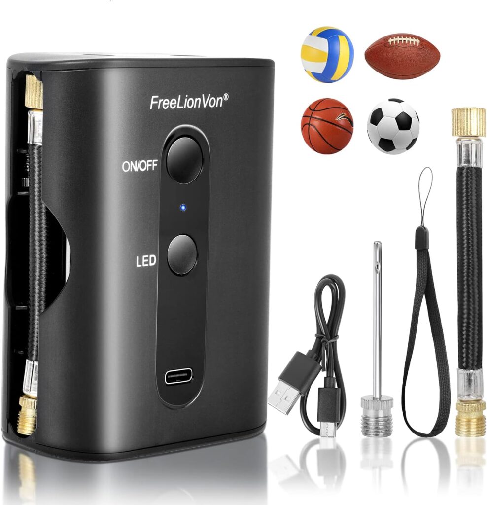 FreeLionVon 2023 newest Electric Ball Pump,Smart Air Pump Portable Fast Ball Inflation,(Max 20PSI) with Ball Needle*2 for (football, basketball, volleyball,... 