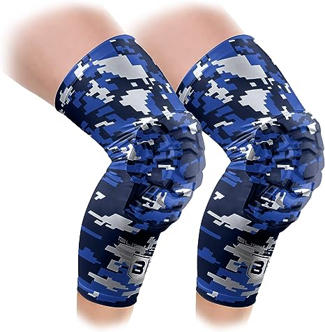 Bucwild Sports Knee Pads/Padded Compression Pro Knee Sleeves (1 Pair) Youth & Adult Sizes - Basketball Wrestling Volleyball Black White Red Blue 