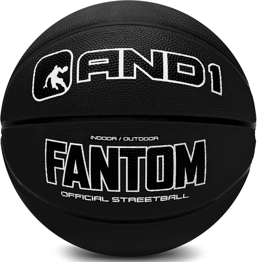 AND1 Fantom Rubber Basketball: Official Regulation Size 7 (29.5 inches) Rubber Basketball - Deep Channel Construction Streetball, Made for Indoor Outdoor... 