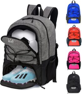 WOLT | Youth Soccer Bag - Soccer Backpack & Bags for Basketball, Volleyball & Football Sports, Includes Separate Cleat Shoe and Ball Compartment, fit to Youth & Adult 