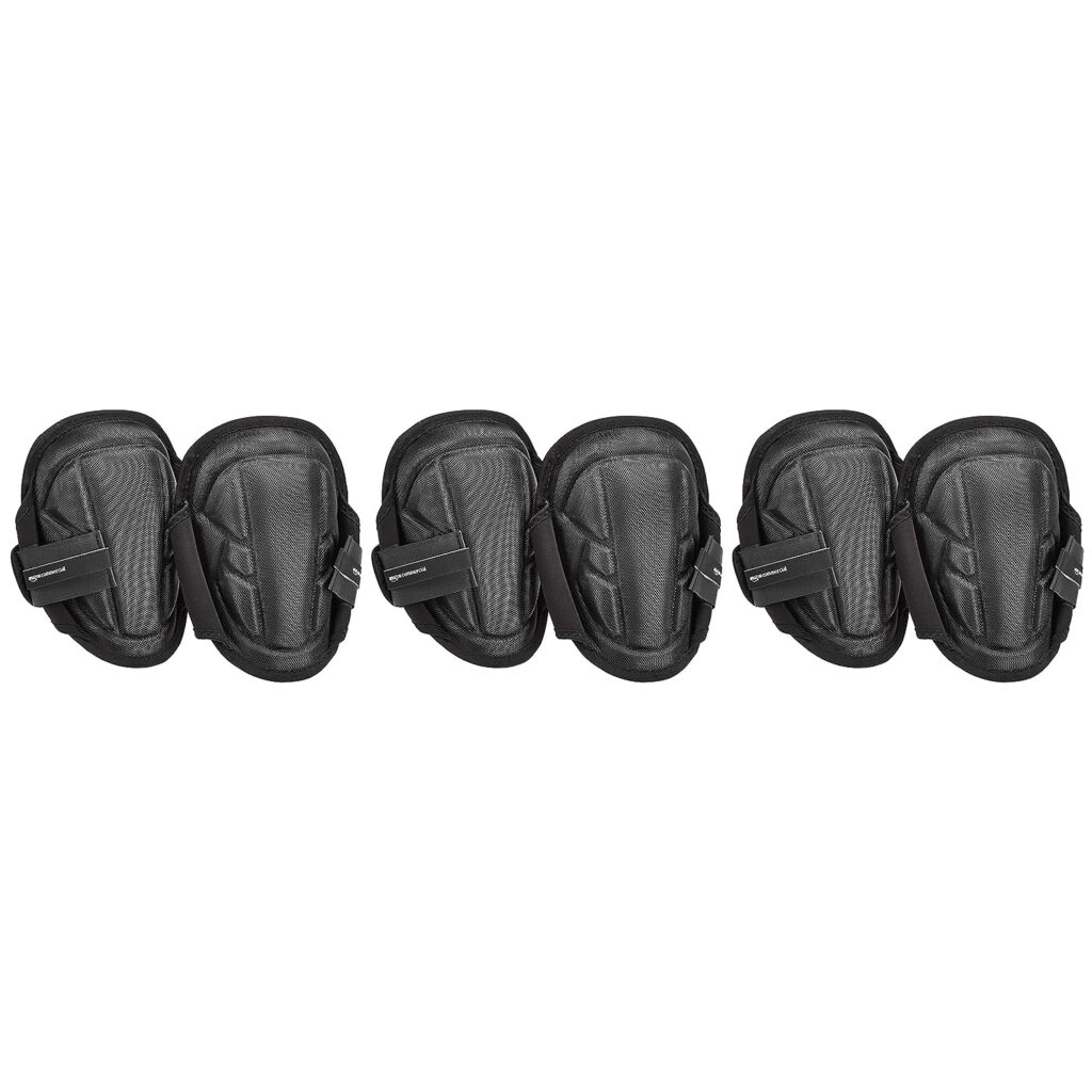 AmazonCommercial Gel-Foam Soft Cap Work Knee Pads, 9 in, Black, 3 pair 